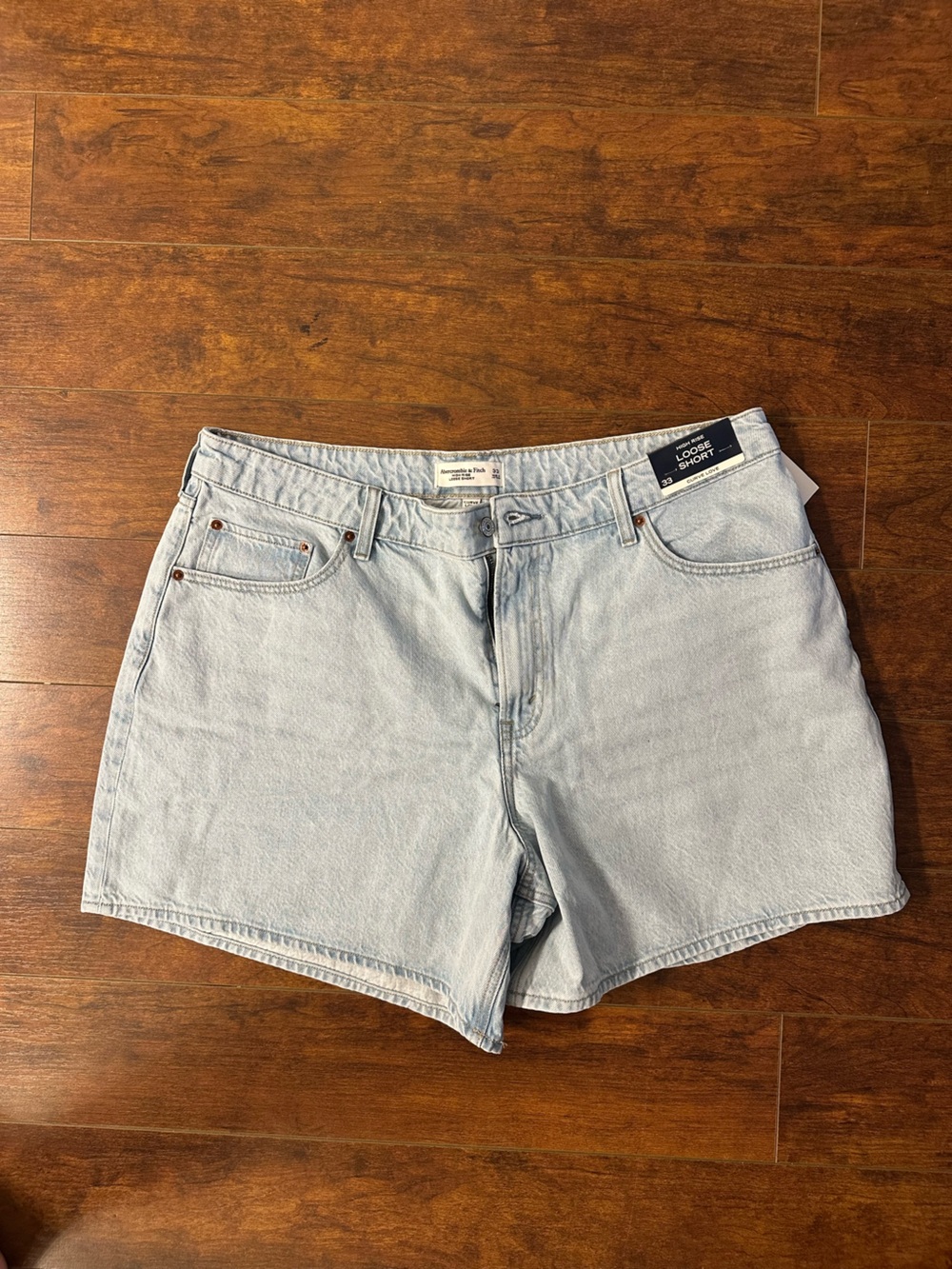 Abercrombie & Fitch Curve Love Light Blue Loose Shorts